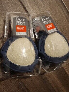 2 Pk  Dove Mens Dual-Sided Shower Tool - Navy Blue